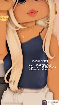 a digital painting of a blonde girl with long hair and big eyes, wearing a blue tank top