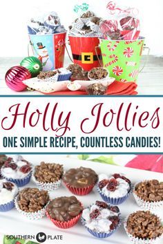 holly jollies recipe with cupcakes and candies on the table in front