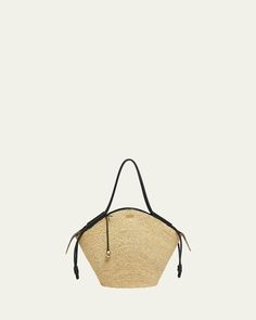 Loewe "Paseo" basket tote bag in raffia and leather     Rolled shoulder straps with Anagram pebble accent     Zip top closure     Interior, one slip pocket     Approx. 12.5"H x 22.6"W x 5.5"D    Made in Spain Designer Straw Tote Bag With Adjustable Strap, Beige Straw Shopping Bag With Handle Drop, Luxury Natural Satchel Bucket Bag, Luxury Straw Bag With Handle Drop For Travel, Luxury Natural Bucket Bag In Satchel Shape, Luxury Natural Color Satchel Bucket Bag, Designer Straw Bag With Adjustable Strap In Natural Color, Designer Straw Bag With Adjustable Strap, Shopping Straw Tote Bag With Handle Drop