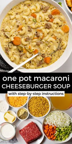 one pot macaroni cheeseburger soup with step by step instructions