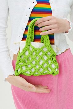 Larisa Net Tote Bag This product has been hand-picked by Storets' stylists. Green Pouch Bucket Bag For Spring, Green Bucket Bag For Spring, Green Bags With Braided Handles For Spring, Green Pouch Satchel For Spring, Spring Crochet Bag With Double Handle For Daily Use, Chic Crochet Bag With Double Handle For Errands, Chic Crochet Double Handle Bag For Errands, Green Pouch Satchel For Summer, Green Satchel Hobo Bag For Spring