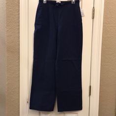 This Is A Brand New Pair Of Coldwater Creek Pants. Never Worn. They Are Pull On With An Elastic Back Waist And A Front String Tie. Two Side Pockets. 100% Cotton Twill. Size Small Would Fit 6/8. Great Pants That Could Be Worn Casual Or Dressed Up Blue Stretch Wide Leg Cargo Pants, Navy Pants With Elastic Waistband For Loungewear, Navy Elastic Waistband Pants For Loungewear, Navy Loungewear Pants, Blue Stretch Straight Leg Cargo Pants, Navy Wide Leg Cotton Pants, Spring Navy Pants With Elastic Waistband, Navy Cotton Pants With Elastic Waistband, Navy High-waisted Cotton Pants