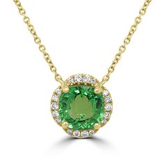 A-Pendant-ADG913791_J14202-YG-1 Elegant Necklace, In The Spotlight, Yellow Gold Pendants, Green Gemstones, Elegant Necklaces, Round Cut Diamond, Metal Color, Cushion Cut, Diamond Gemstone