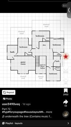 the floor plan for a house that has been placed on an iphone screen, and it is