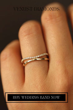 a woman's hand with a wedding band on it and the words, buy wedding band now