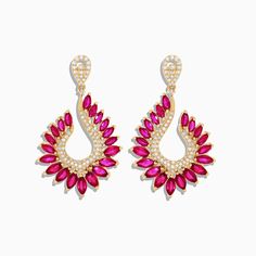 Effy Ruby Royale 14K Yellow Gold Ruby and Diamond Earrings, 6.95 TCW Ruby And Diamond Earrings, Ruby Diamond Pendant, Ruby Earring, Crossover Diamond Ring, Ruby And Diamond Necklace, Diamond Circle Pendant, Diamond Flower Pendant, Pear Shaped Pendant, Ruby Earrings Studs