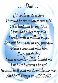 a poem with the words dad written on it