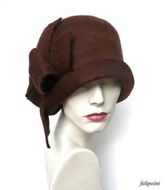 Brown cloche hat Cloche Felted Hat felt hat Cloche Hat Flapper Hat Art Hat Brown Hat Brown color hat La belle epoque Art Deco 1920s hat Art Hats brown hat cloche 1920's hat Downton Abbey hats Hats&Caps Accessories Handmade Great, very flattering cloche hat in brown color. Adapts to the head ! Special and unique ! Sophisticated and elegant ! I can make this hat in other colors and sizes. Made just for you As the base for my works I use great materials like highest quality Australian merino wo Brown Wool Cloche Hat With Curved Brim, Brown Wool Cloche Hat With Short Brim, Fitted Brown Wool Top Hat, Brown Fitted Wool Top Hat, Formal Brown Winter Hats, Brown Felt Hat For Formal Winter Occasions, Brown Formal Felt Hat For Winter, Elegant Brown Wool Felt Hat, Formal Brown Felt Hat For Winter