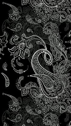 an artistic black and white drawing with swirls on the side, in front of a dark background