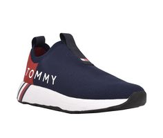 Lightweight and breathable fabric upper,Easy slip-on entry,Classic round toe,Cushioned EVA insole,Durable synthetic outsole,Tommy Hilfiger® branding details | Women's Tommy Hilfiger Aliah Sneakers in Navy Size 9 Medium Tommy Hilfiger Women, Slip On Sneakers, Breathable Fabric, Womens Sneakers, Tommy Hilfiger, Sport Shoes, Slip On, Size 7, Size 10