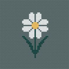 Vintage Daisy, Cross Stitch Pattern Whether you're a beginner or a seasoned stitcher, this pattern is perfect for you. It's easy to stitch, super relaxing, and oh so fun. You'll be whipping up mini flower embroidery like a pro in no time! Aida: 14 count ( 5,5 per cm) Pattern Size: 19 x 33 stitches Finished Size: 1.3 x 2.3 inches ( 3 x 6 cm ) Fabric Color: Misty Blue (594) Note: This listing is for a digital cross-stitch pattern only. Physical materials are not included. Download includes 1 PDF a Cross Stitch Vintage Pattern, Little Cross Stitch Patterns, Cross Stitch Frame Pattern, Easy Free Cross Stitch Patterns, Framed Cross Stitch Wall Hangings, Cross Stitch Patterns Flowers Easy, Mini Cross Stitch Patterns Flowers, Mini Cross Stitch Flowers, Cross Stitch Flowers Simple