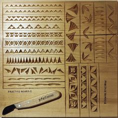 01/05/2024 - Tavola pratica, finitura con cera d'api. Dal libro "Chip Carving - Techniques for carving beautiful patterns by hand" di Daniel Clay. #chipcarving #intagliolegno Bag Patches, Carving Board, Wood Carving Art, Whittling, Beautiful Patterns, Wood Carving, Carving, Chips