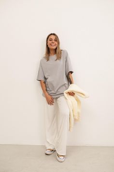 The basic cotton oversized t shirt is a year round essential and matches a lot of clothes, you can wear it with jeans, trousers, shorts, bike short, leggings and even a skirt. Our trendy women t-shirt has a crew neck, short sleeves, made from jersey composed of cotton with elastane. The basic cotton women tee shirt is also available in black, white. You can choose another color by following this link. https://www.etsy.com/shop/HollaLingerieByOlla?ref=seller-platform-mcnav§ion_id=36335516 *SIZE: Oversized Short Sleeve T-shirt For Everyday, Casual Boxy Fit T-shirt For Loungewear, Short Sleeve T-shirt For Spring Loungewear, Effortless Short Sleeve T-shirt For Loungewear, Athleisure Boxy Fit T-shirt For Loungewear, Sporty Boxy Fit T-shirt For Loungewear, Oversized Plain Gray T-shirt, Oversized Solid Color Sporty T-shirt, Oversized Solid Sporty T-shirt