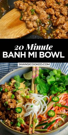 this 30 minute banh mi bowl is full of meat and vegetables