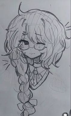 a drawing of a girl with long hair and big eyes, smiling at the camera