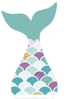 a blue and purple vase with a mermaid tail on it's side, sitting in front of a white background