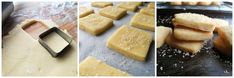 three pictures showing different stages of making shortbreads