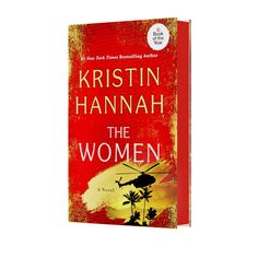 the book cover for the women by kristian hannah is shown in red and yellow