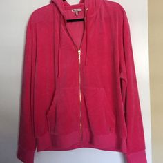 Authentic Juicy Couture Relaxed Fit Hoodie. Nwt. Size Xl. Pink Athleisure Hooded Jacket With Drawstring, Pink Long Sleeve Hooded Loungewear Jacket, Pink Long Sleeve Hooded Jacket For Loungewear, Trendy Pink Hooded Jacket With Double-lined Hood, Pink Athleisure Hooded Jacket For Fall, Pink Hoodie Jacket For Spring, Pink Long Sleeve Tops With Double-lined Hood, Pink Long Sleeve Top With Double-lined Hood, Pink Long Sleeve Hooded Jacket For Spring