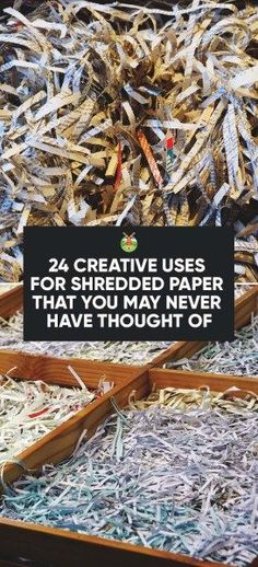 two wooden boxes filled with shredded paper and the words creative uses for shadow maker that may never have thought of