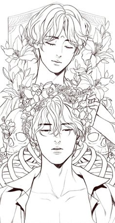 two people with flowers in their hair