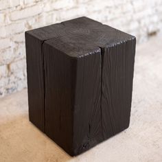 Hyo Table Shou Sugi Ban Wood Cube Side Table Large Stool Sugi Ban Wood, Wood Cube, Cube Side Table, Sugi Ban, Shou Sugi Ban, Wooden Cubes, Round Side Table, Side Tables, Alabama