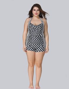 【Features】1. Women Plus Size Tummy Control V-Neck Plus Size One Piece Swim2.Material: 85% Polyester, 15% Spandex3. High-quality material: Super elastic and soft material, silky feel, skin-friendly and comfortable. Fully lined, no see-through4. Fashion design: Deep V-neck, open back, self-tie fastening, high cut, jumpsuit5. Included: 1 x Swimsuit6. Outfit Matching: This one-piece swimsuit is easy to match with your stylish swimsuit cover-up or other breathable cardigans7. Occasion: Suitable for beach, pool, water party, honeymoon, cruise, surfing, spa and tropical vacation Women Plus Size Wave Polka Dot Swimsuit Women Plus Size Wave Polka Dot Swimsuit The sexy v-neck and adjustable tie-knot make you look more elegant. The flowy hem covers your belly, contours your curves perfectly, and make Polka Dot One-piece Swimwear For Pool, Polka Dot One-piece Beachwear Swimwear, Polka Dot One-piece Beachwear, Polka Dot Sleeveless Beachwear Swimwear, Polka Dot Stretch Swimwear, Polka Dot Swimsuit, Honeymoon Cruise, Plus Size Robes, Plus Size Yoga