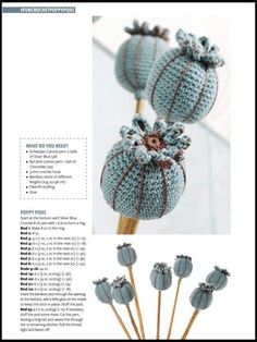 crocheted flowers are shown with instructions to make them look like they have been knitted