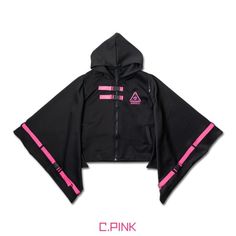 Redefine The Digital Footprint With Our Uzurai Cyberpunk Tech Kimono Black Pink Jacket From Acdc Rag. This Futuristic Rave Hood Features A Slick Solid Black Color Polyester Base, Neon Pink Tech Strap With Side Release Buckle Detail, Dual Front Pockets, Embroidered Detailing, Tech Straps On Large Kimono Sleeves, Large Hood, And Secure Plastic Zipper Closure. This Acdc Rag Uzurai Cyberpunk Tech Kimono Black Pink Jacket Came Straight From The Streets Of Harajuku, Japan. If You Love It, Don't Hesita Harajuku Style Black Spring Outerwear, Black Harajuku Style Outerwear For Spring, Alternative Black Outerwear For Concerts, Alternative Style Black Outerwear For Concerts, Alternative Style Outerwear For Spring Concert, Alternative Spring Outerwear For Concerts, Alternative Style Outerwear For Concerts In Spring, Punk Hooded Outerwear With Graphic Print, Hooded Punk Outerwear With Graphic Print