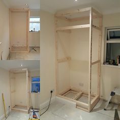 two pictures of the inside of a house being remodeled with unfinished walls and flooring