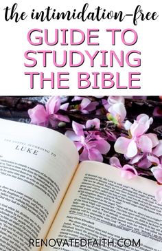 an open bible with pink flowers on it and the words, the international - free guide to studying the bible