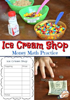 the ice cream shop money math practice is great for kids to learn how to use it