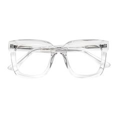 Unisex clear square full-rim eyeglasses frames are available in variety of colors to match any outfit. These affordable qualified oversized eyeglasses include free single-vision prescription clear eyeglass lenses with AR and 100% UV protection, a case and a cleaning cloth. Bifocal and progressive lenses are supported. Embrace the allure of our Square Oversize frames, a perfect fusion of chic minimalism and contemporary style. Expertly crafted from premium acetate, these frames offer a luxurious Chic Clear Sunglasses With Square Frame, Chic Clear Square Frame Sunglasses, Chic Clear Rectangular Sunglasses, Square Frame Tinted Sunglasses For Office, Modern Clear Sunglasses For Formal Occasions, Modern Clear Sunglasses For Formal Events, Modern Polycarbonate Sunglasses For Everyday, Modern Square Frame Sunglasses For Office, Oversized Eyeglasses