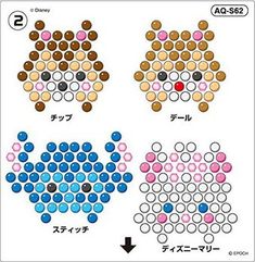 four different types of teddy bears made out of circles and dots, each with the same color