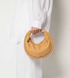 Santiago Mini Hobo Bag | Tan Totes Cleobella Everyday Woven Leather Pouch Bag, Everyday Hobo Bag With Braided Round Handles, Hobo Bag With Braided Round Handles For Everyday, Everyday Woven Leather Pouch Shoulder Bag, Hobo Bag With Braided Handles For Everyday, Leather Bags With Round Handle For Errands, Everyday Hobo Bag With Round Handle, Natural Leather Shoulder Bag With Round Handle, Leather Hobo Bag With Round Handle For Errands