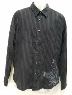 Billabong Men's Button Down Long Sleeve Shirt Black Striped Slim Fit.  Size Large Slim Fit Measurements taken while on flat surface Pit to Pit 23" Rear Collar to Bottom 31" Shipped with USPS First Class. Pre-owned condition so please zoom in and view all photos as they are part of the description. If you have any inquiries please message me. Thank you for your interest. Black Collared Shirt, Button Up Shirt Men, Y2k Shirts, Digital Wardrobe, Striped Shirt Men, Black Striped Shirt, Shirt Outfit Men, Black Button Up Shirt, Button Ups