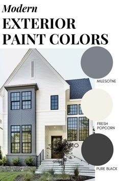 the exterior paint colors for this house are white, gray and blue with black accents