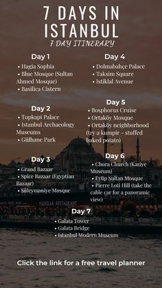 the 7 days in istanbul tour is shown with text overlaying it