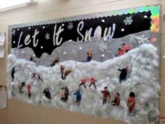 a bulletin board with people on it in the snow