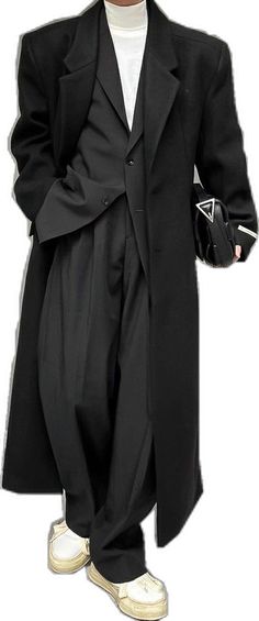 Black Overcoat, Beautiful Outfits, Most Beautiful, Cute Outfits, Mens Outfits, Outfit Accessories, Dresses, Clothes, Black