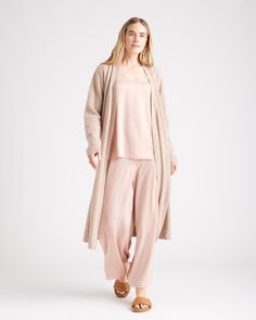 Lounge in luxury in the best cashmere robe around. Expertly crafted from the finest strands of 100% Grade Mongolian cashmere, it's exceptionally soft and warm. Elevate every morning, evening, and any time in between - without breaking the bank. Featured by Fast Company in "The best bathrobes of 2021"  | Quince | Women's Mongolian Cashmere Robe in Oatmeal, Size Small Elegant Open Front Outerwear For Loungewear, Elegant Open Front Loungewear Outerwear, Elegant Open Front Loungewear Cardigan, Soft Texture Cardigan For Loungewear, Elegant Open Front Cardigan For Loungewear, Cozy Sleep Robe For Fall, Elegant Cashmere Sweater Coat For Daywear, Cozy Fall Sleep Robe, Elegant Cashmere Cardigan With Relaxed Fit