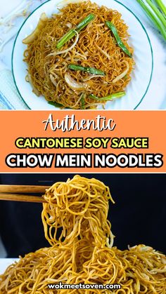 You're going to love this easy 30-minute Cantonese soy sauce chow mein noodle recipe. Crispy egg noodles are slightly pan-fried and then stir-fried with crunchy beansprouts and spring onions and coated in a delicious savory sweet and salty soy sauce. This Asian recipe is great for lunches and dinners or anyone looking for some quick meal ideas. Chow Mein Noodles Recipe Crunchy, Cantonese Egg Noodle Recipes, Quick And Easy Asian Noodle Recipes, Easy Egg Noodle Recipes, Asian Egg Noodle Recipes, Chinese Recipes Authentic, Chinese Noodles Recipes, Recipes With Egg Noodles, Soy Sauce Chow Mein