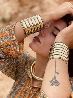 Festival Brass Cuff Bangle Bracelet, Festival Brass Bangle Cuff Bracelet, Gold Bohemian Bangle For Festivals, Bohemian Gold Bangle For Festivals, Gold Bangle For Festival, Bohemian Brass Cuff Bracelet, Bronze Bohemian Cuff Bracelet, Bohemian Gold Brass Bracelets, Gold Bohemian Brass Bracelet