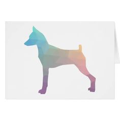 a card with a colorful dog silhouette on it's front and back side, against a white background