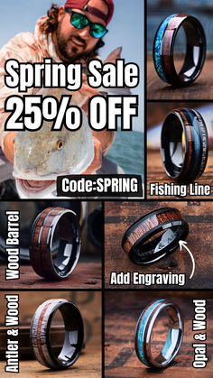 Men's Wedding Bands & Anniversary Rings | Men's Wedding Band Spring Sale Grooms Ring, Wood Wedding Bands, Ring Types, Koa Wood Ring, Ring Engraving, Wooden Wedding Ring, Wood Wedding Ring, Men's Wedding Bands, Wood Wedding Band