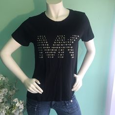 This T Shirt Is Color Black With Gold Lettering, Two Small Slits On The Sides, Very Comfy Type Of Fabric So Soft, Very Cute Top, In Excellent Condition With No Flaws Never Been Used. Offers Are Welcome Michael Kors Cotton Top With Graphic Print, Casual Cotton T-shirt For Night Out, Cotton Short Sleeve T-shirt For Night Out, Michael Kors Cotton Crew Neck Top, Michael Kors Cotton Crew Neck T-shirt, Michael Kors Black Crew Neck Top, Michael Kors Cotton Short Sleeve Tops, Michael Kors Cotton Tops For Spring, Michael Kors Casual Short Sleeve T-shirt