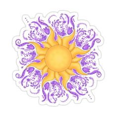 a yellow and purple sun with swirls in the center on white background ipad case / skin