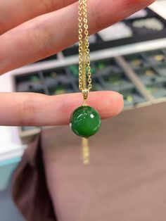 Green Hetian Jade Lucky Beads Pendant w Silver Necklace Dimension:  12(mm)    0.47(inches) Beads Pendant, Hetian Jade, Beaded Pendant, Pendant Necklaces, Favorite Jewelry, Necklace Etsy, Jewelry Necklace Pendant, Jade, Beauty Book