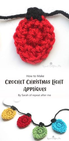 crochet christmas light appliques with text overlay