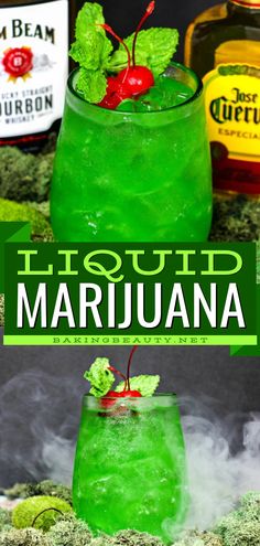 Don't miss out on this liquid marijuana cocktail! It's the perfect St. Patrick's Day drink recipe for your party. Not only is this easy St. Patrick's Day cocktail sweet, tangy, and full of fruity flavors, but it is also gorgeous  in green! Best Liquor Drinks, Drinks You Cant Taste Alcohol, Mixed Party Drinks Alcohol, Green Colored Alcoholic Drinks, Colored Drinks Alcohol, Easy Cheap Alcoholic Drinks, Green Drinks Alcohol Aesthetic, The Best Mixed Drinks, Hunch Punch Recipe Easy